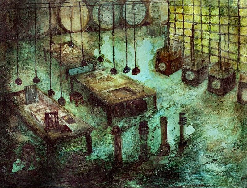 Abstract Oil Painting Encaustic Texture Large Canvas Hat Factory Martine LEtoile