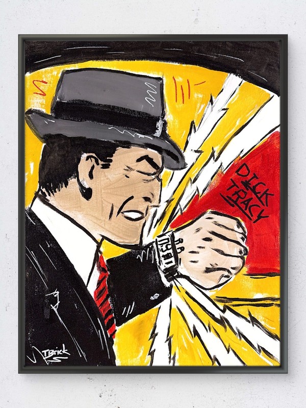 Original Dick Tracy Comic Strip Expressionist 11×14 Acrylic Canvas Painting