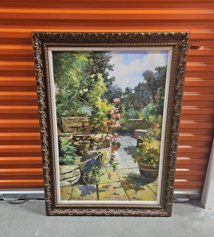 Terrance floral scenic oil canvas painting artist W. Jack 8/31/2009 beautiful