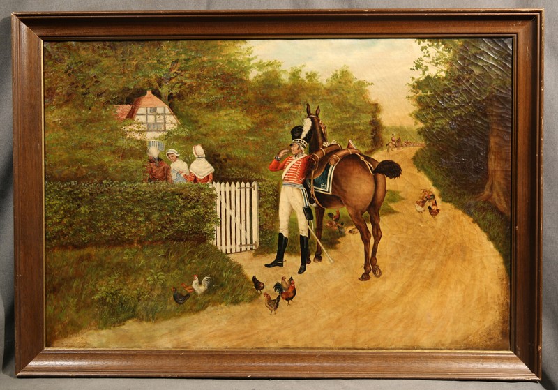 19th Century Landscape with a British Soldier and Tree Ladies Countryside Rural