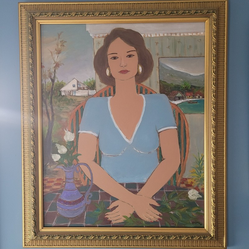 Haitian Painting Harry Jacques (Arijac) 30 x24 o/c (36 x 30 w/frame)