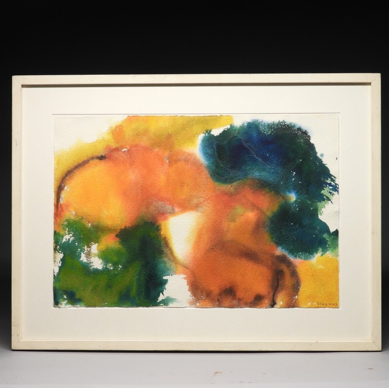 1973 Cynthia Reeves Snow UCONN Professor Connecticut Artist Abstract WC Painting
