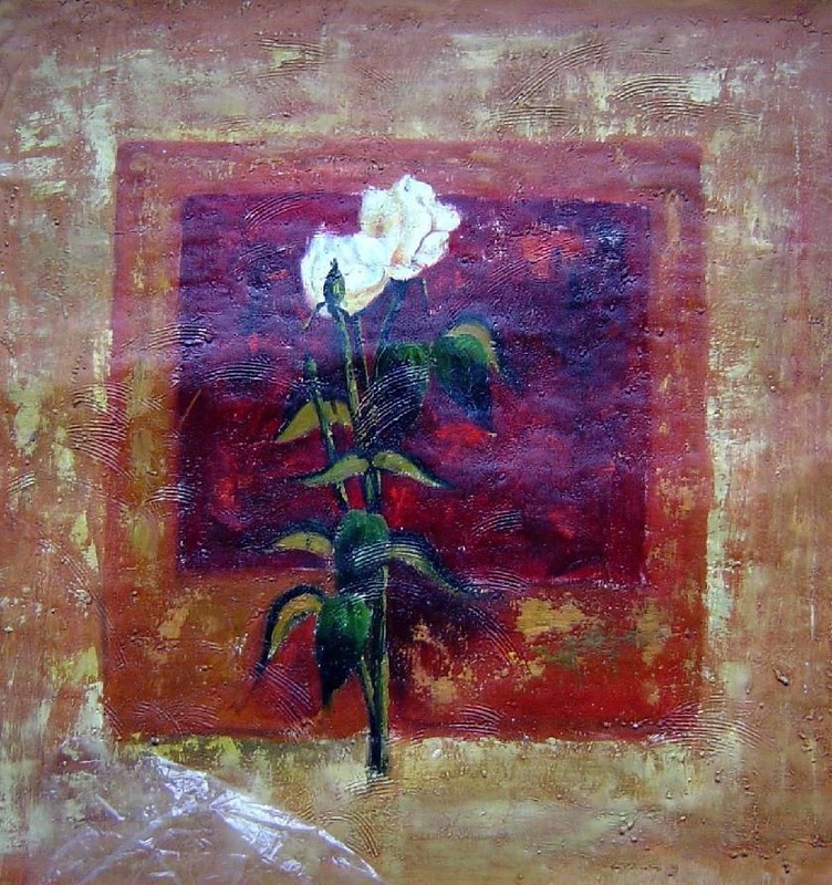 32×32 Roses in Brown Abstract Oil Painting Modern Flower
