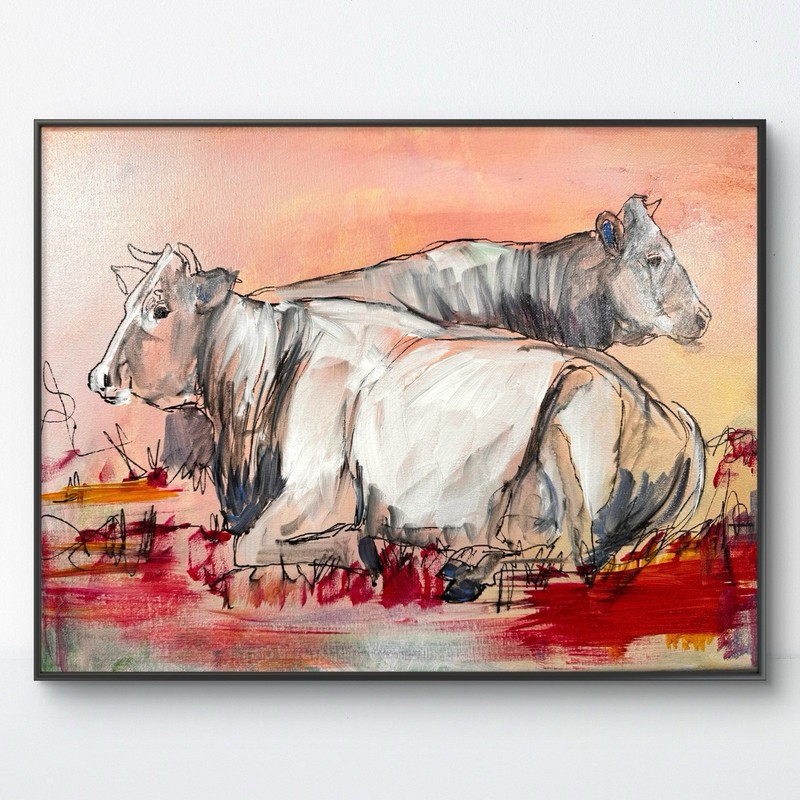 Original Art Sacred Cows 12×16 Canvas Expressionism Abstract Fine Art Decor 286