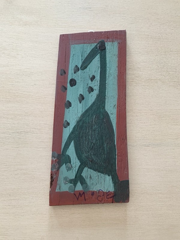 Mose Tolliver, Signed MoseT Original Painting, Alabama Folk Outsider Art, Dino
