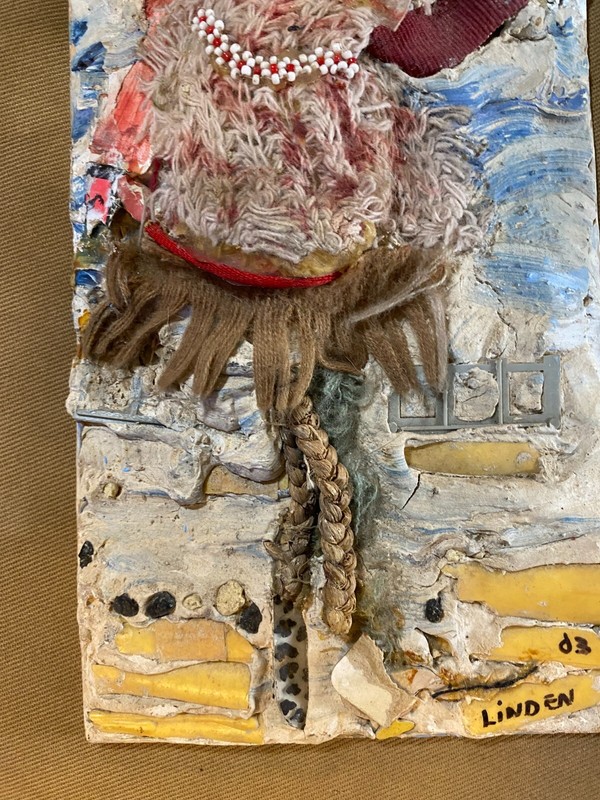 Linden 2003 "Abstract Figural Scene" Mixed Media Artwork - Signed gallery