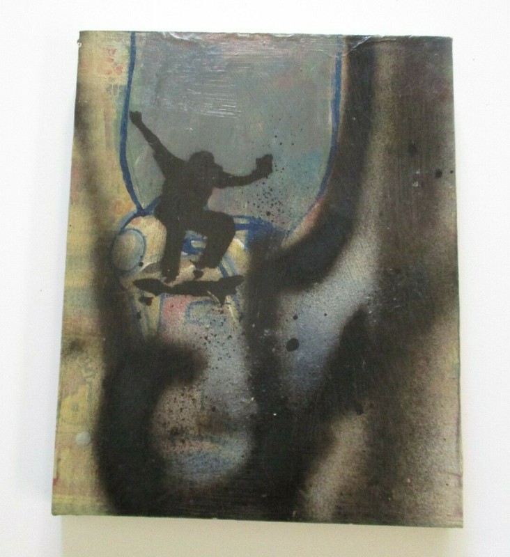 HILMAN ? SIGNED SKATEBOARD SKATER ABSTRACT POP MODERNISM PAINTING EXPRESSIONISM