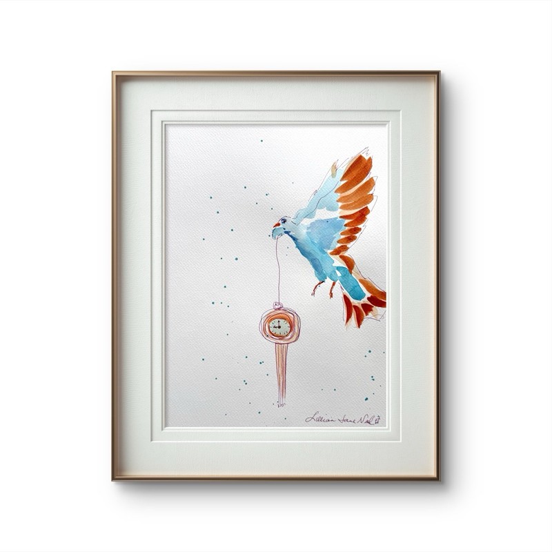 11″x14″ Colorful Dove Original Abstract Art good News Watercolor Paper