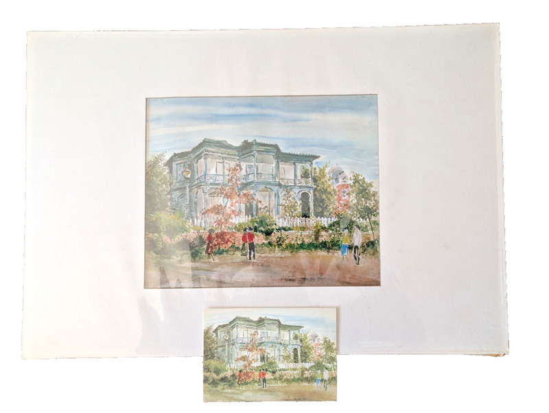 Original  Painting of JK Hassam House Kobe, Japan JACK PAUL MAROON (1919-2008)