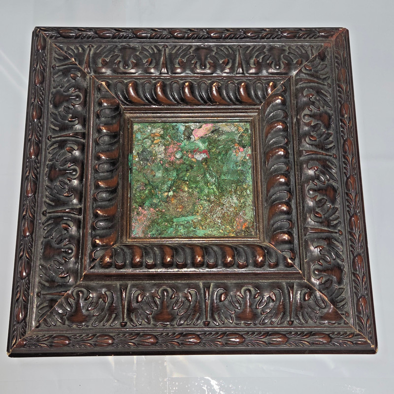 Vintage Framed Abstract Mixed Media Art Tile Wall Decor 13″ x 13″