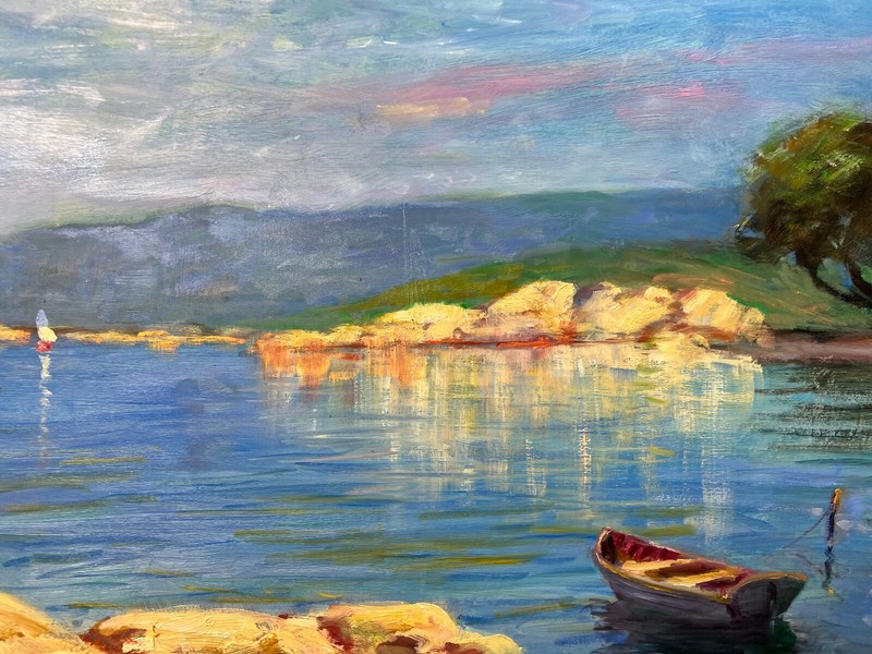 Impressionist Nino Pippa AsKART Listed Oil Painting Sardinia Little Cove 18"X24" gallery