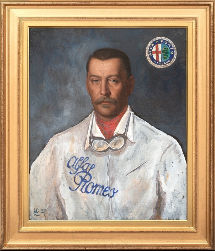 Large 1929 Alfa Romeo Grand Prix Racing Driver Portrait Of Victor Rigal – Signed