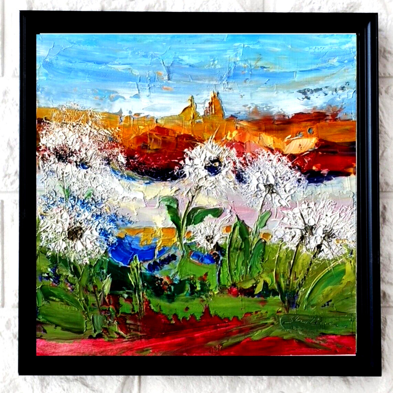 10″ Original Oil Painting Grand Canyon Artwork Landscape Textured Dandelion