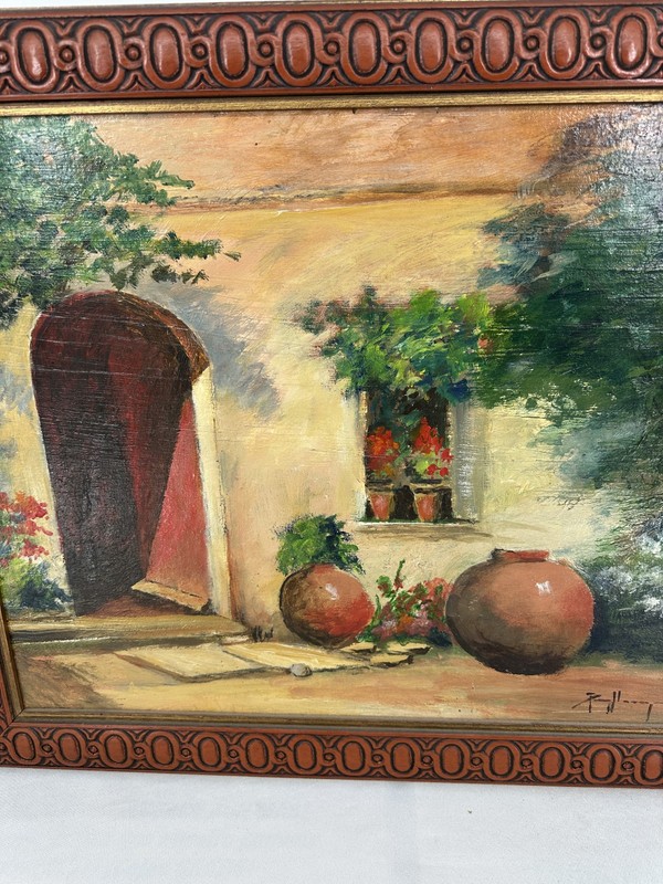 26" x 22" Oil on Board Framed Oil Painting Terracotta Pots Landscape gallery