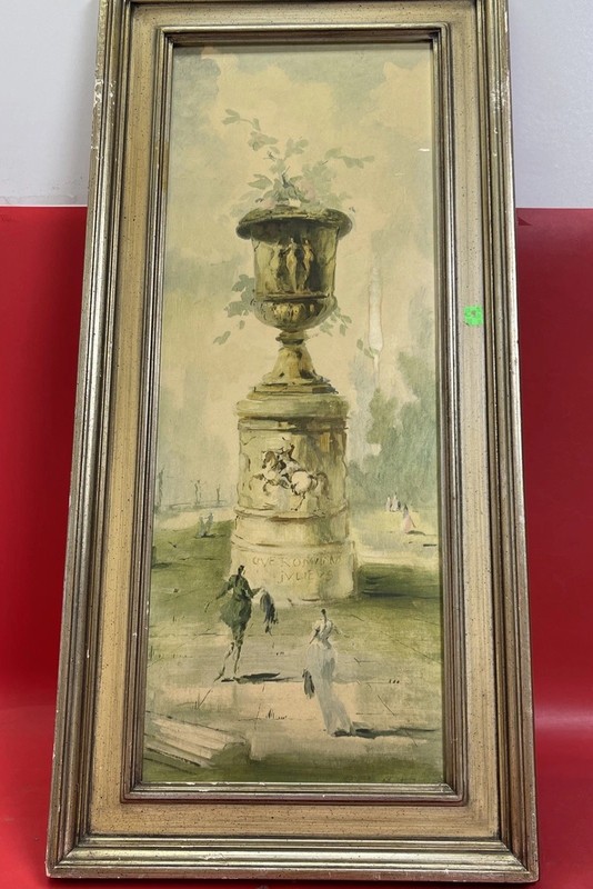 Vintage Art Lore "Giardino del Fiori" by Roderic Montagu Orginal Carved Frame