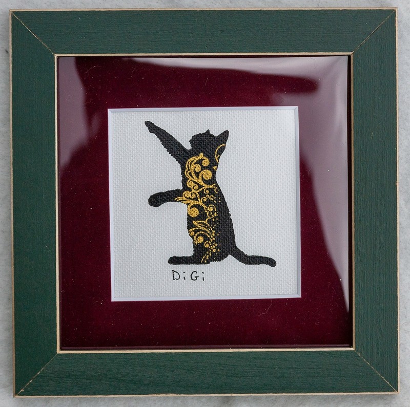 * DiGi MINI PAINTING * Original Artwork by DiGi in a Small Folk Art Frame
