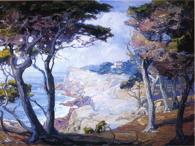 High-quality hand-painted oil paint A-Villa-on-the-Monterey-Coast-Franz-Bischoff