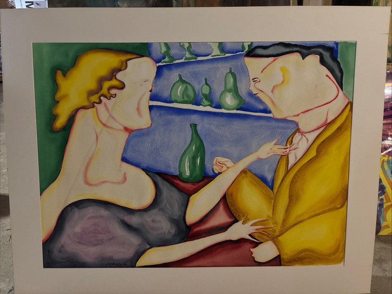 Original Eric Mangia Watercolor On Paper Unframed 25″ By 34″