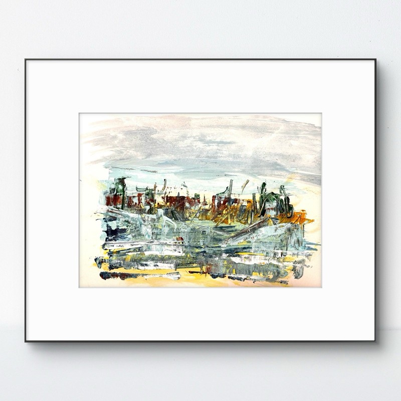 SAMATOWIC Landscape 9×12 Paper Abstract Expressionism Signed Original Art 30