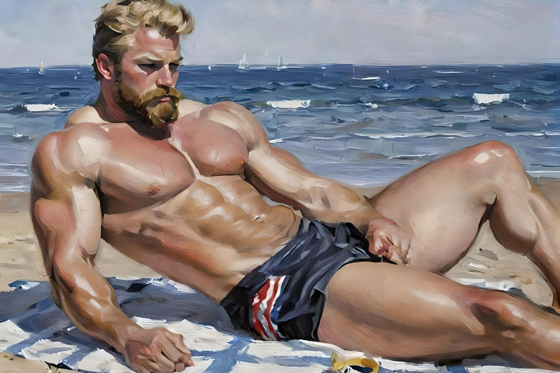 Original gay LGBTQ art painting «Burke 1» signed & Numbered by the artist, Large