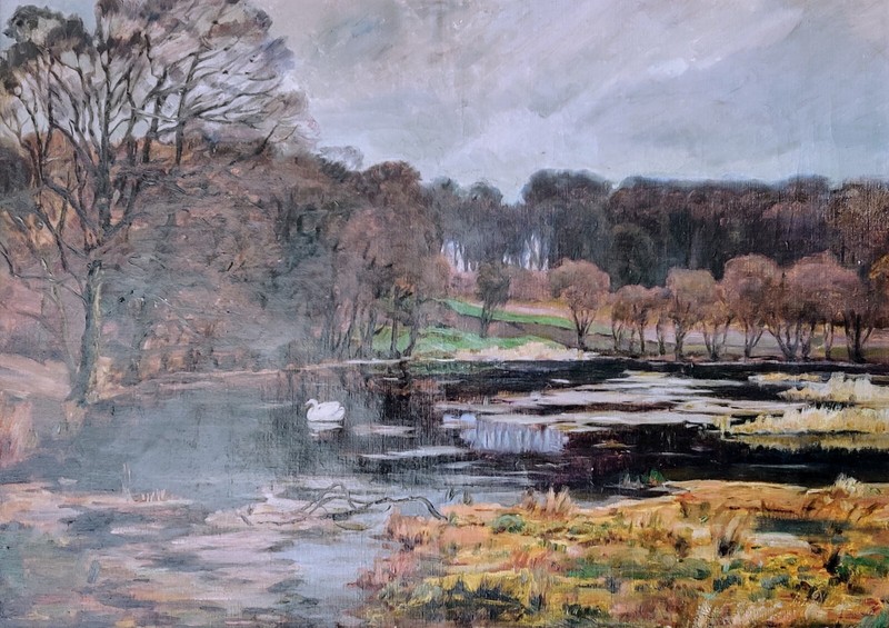 August Dencker (1882-1942): LAKE LANDSCAPE , original oil painting gallery