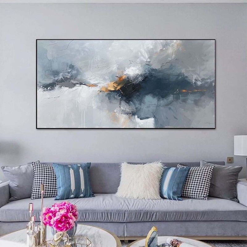 Gray Large Wall Art Paintings Hand Painted Abstract Oil Painting on Canvas