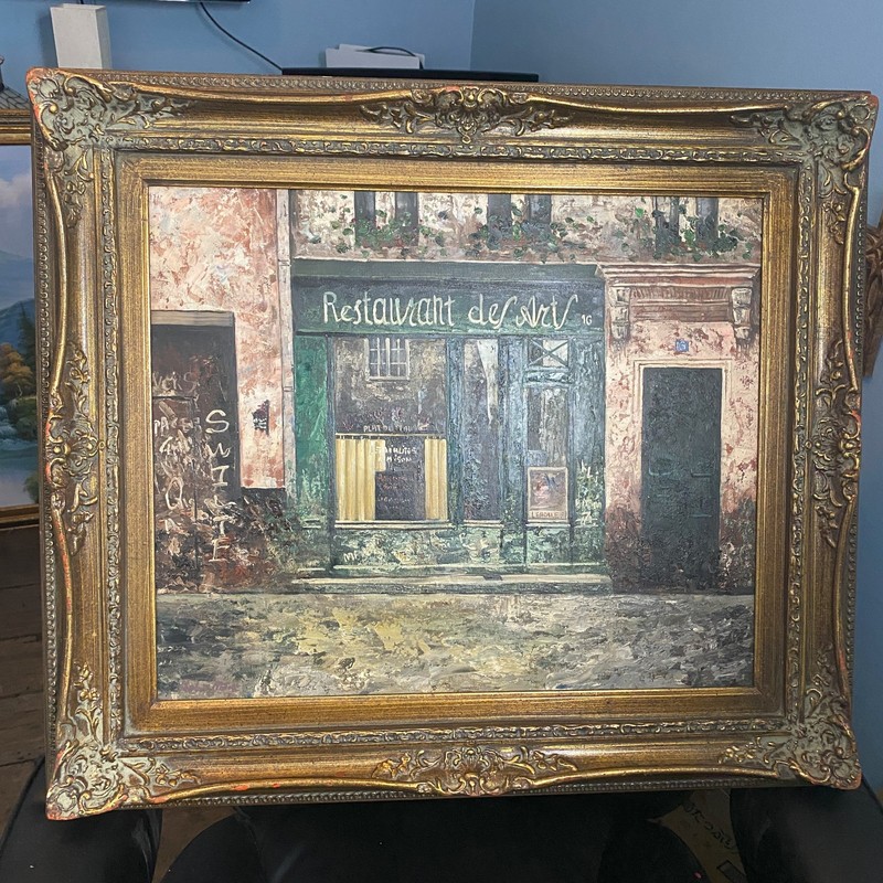Paris France French Parisian Canvas Impressionist Signed Oil Painting 32×28