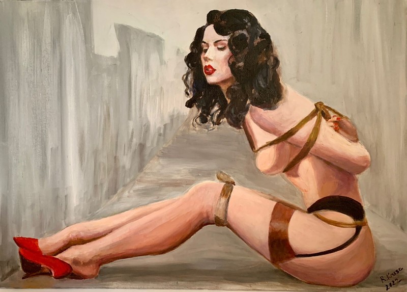 ORIGINAL Acryl Bild Gemälde Malerei Kunst Akt Bdsm Erotik UNIKAT HANDGEMALT BDSM