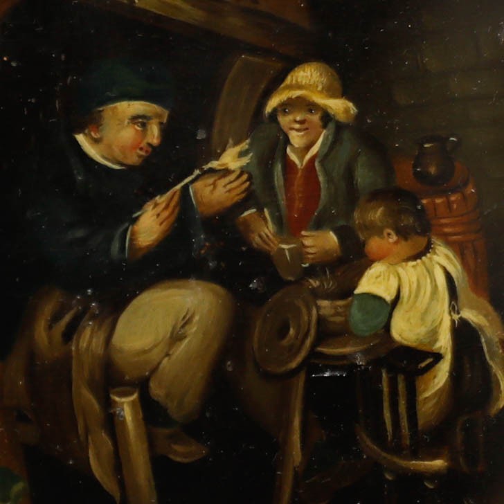 Miniature 19th Century Oil - By the Kitchen Fire gallery