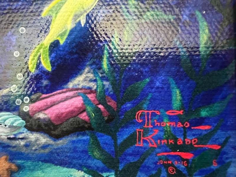 THOMAS KINKADE "THE LITTLE MERMAID" 12" x 18" A/P HAND EMBELLISHED GICLEE CANVAS gallery