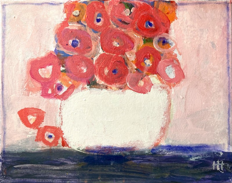Original Abstract Colorful Floral Acrylic 11x14 Canvas Painting, Holly Hammond gallery