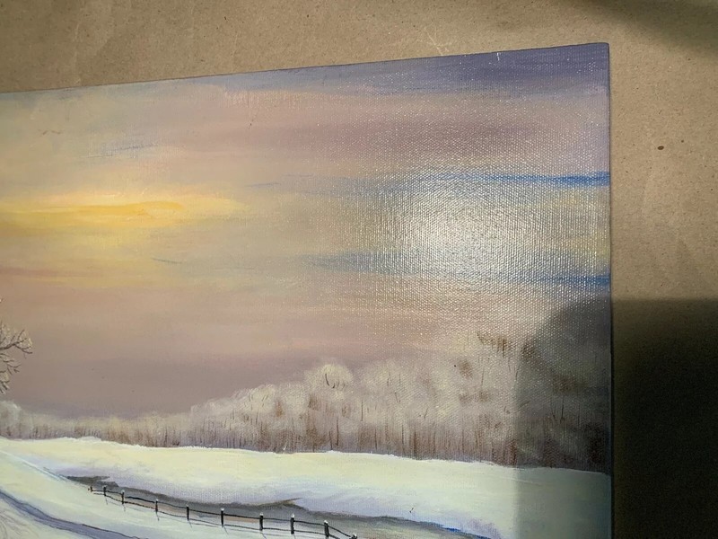 Kathi Dale, “Snow Over the Countryside,” Original Signed Acrylic 20x16” W/DOA gallery