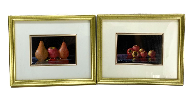 Val McGann (Irish US 1928-2016) Oil Painting on Paper – Pears & Apples