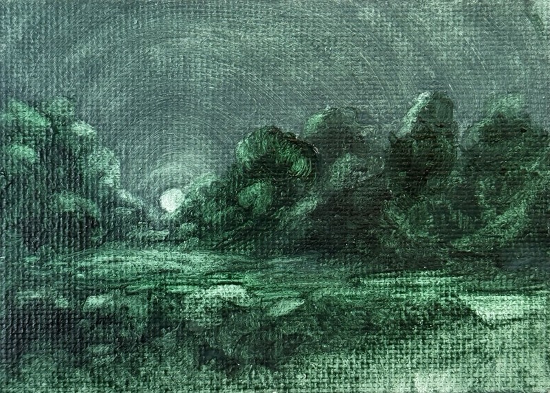 ACEO Original Oil Painting Landscape ATC Art Card Nature Abstract by Emmer Plaxe