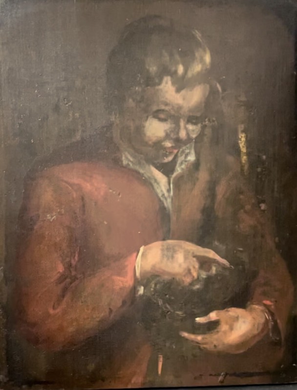 “Sweet Boy With His Kitten,” Dutch 17th Century Old Master, Artist Unknown,9×11”