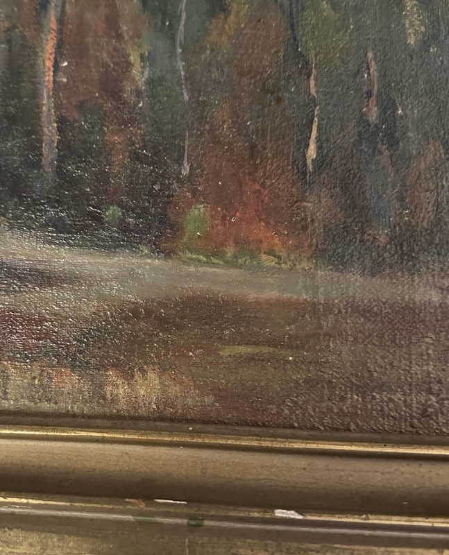 Antique Signed Edwards California Eucalyptus Trees Landscape Oil Painting gallery