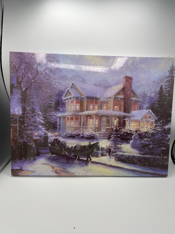 Gift craft ‘Light Up’ MDF LED Canvas Print Victoria Style House Winter Scene gallery