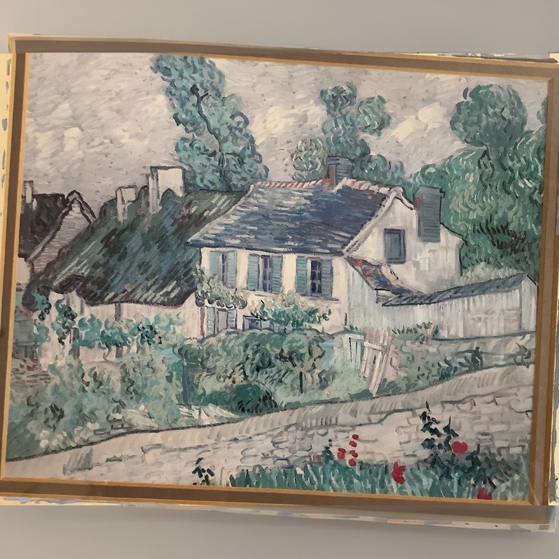 Framed Post-Impressionist Landscape House Painting – Nature Architecture