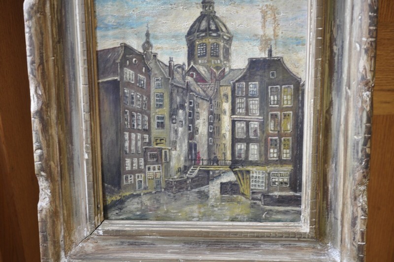 Painted in Harlem in 1920's Grauesteene Brug Cityscape with Frame 22" X 18" X 2" gallery