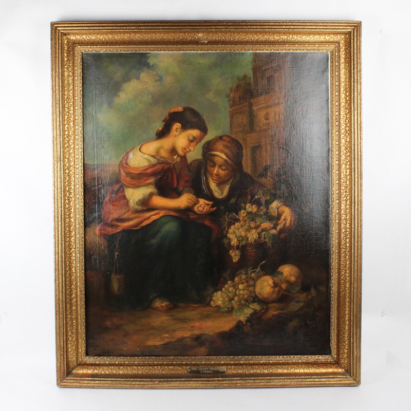 «The Grape Pickers» By Francesco De Urbina (Oil Painting, 1929, Canvas, Signed)
