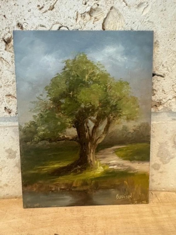 BEAUTIFUL TREE LANDSCAPE OIL PAINTING SIGNED- 6X8