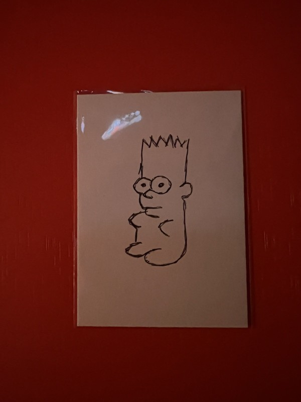 ACEO 2.5×3.5 Ball Point Pen Drawing Of The Simpsons “Gummy Bear Bart”