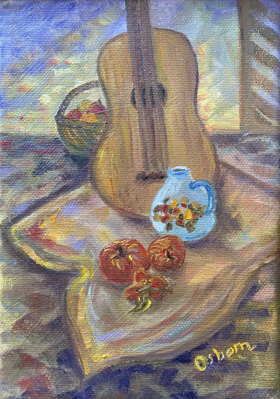 Oil Painting Ukulele Original Still Life 5×7