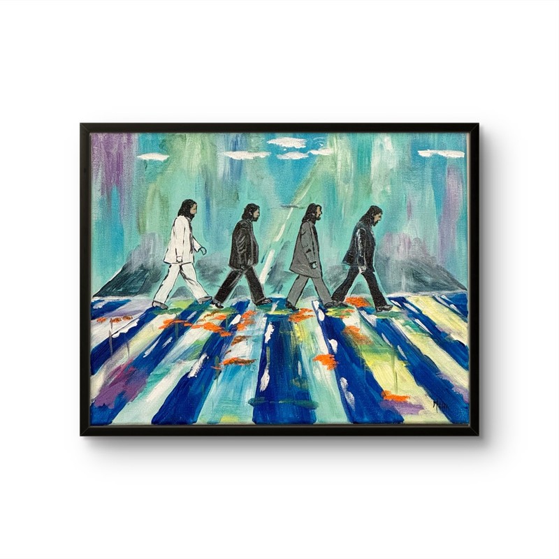 Album Beatles Abbey Road 11X14 Original Modern Art on Canvas by Mena