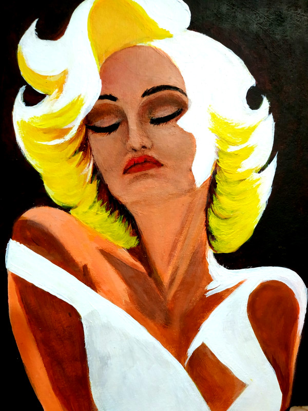 Handmade abstract acrylic paintin Portrait of a girl in the sun Wall decor 11*8