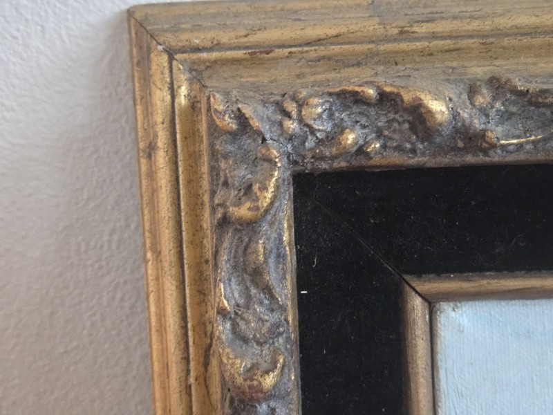 Antique Signed Original Painting On Canvas L. REDMAN Framed 22" X 25" Vintage gallery