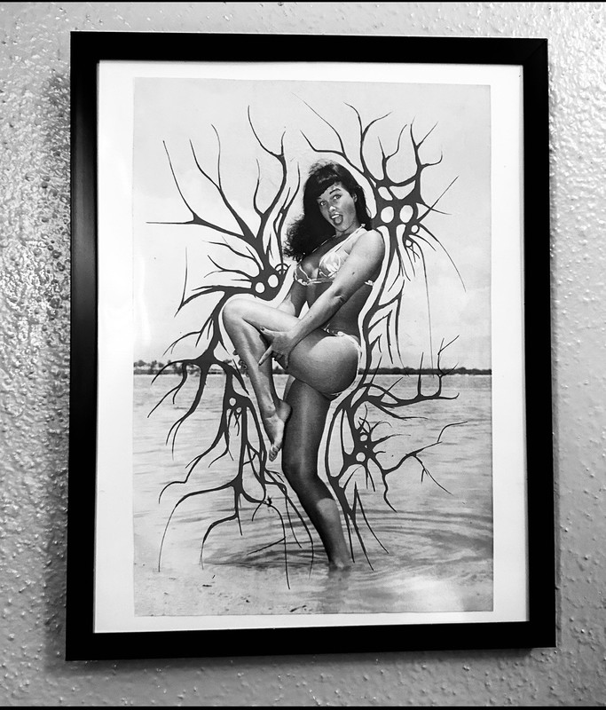 Bettie page beach erotica pinup vintage magazine custom art frame 8.5 x 11 Pinup
