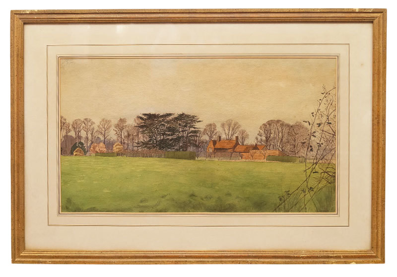 A. Herbert PALMER Watercolor Painting Autograph Size H 20 x W 29.1 in