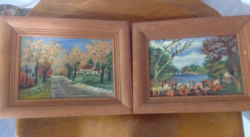 2 Original Oil Paintings Signed Art Artist Dora Hartmann «Spring»&»Summer»Framed