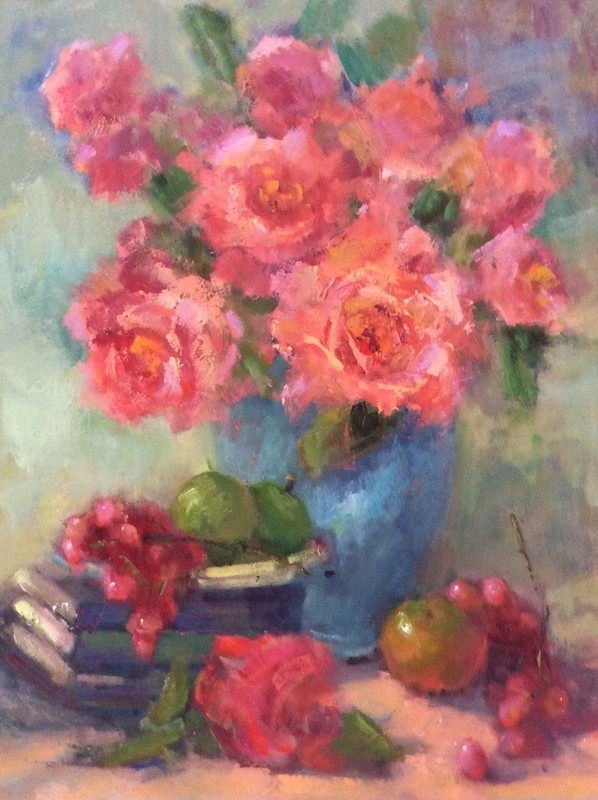 Original Impressionism Daily Oil Painting 20”x16” Floral Still Life Signed
